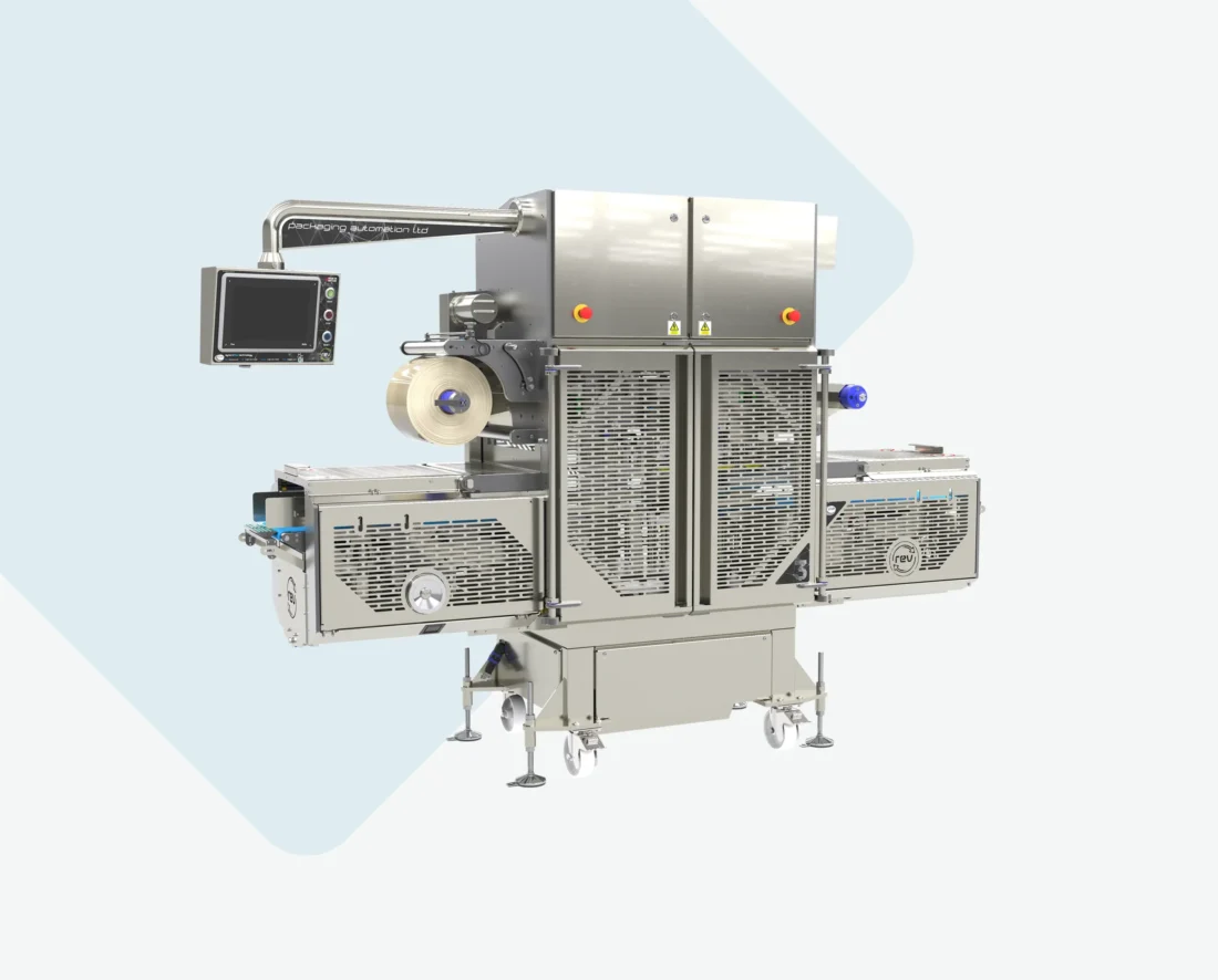 Packaging Automation REV3 topseal trayseal machine linksvoor aanzicht