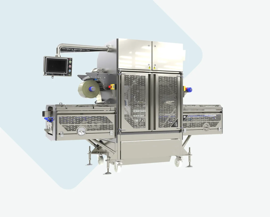 Packaging Automation REV4 topseal trayseal machine linksvoor aanzicht