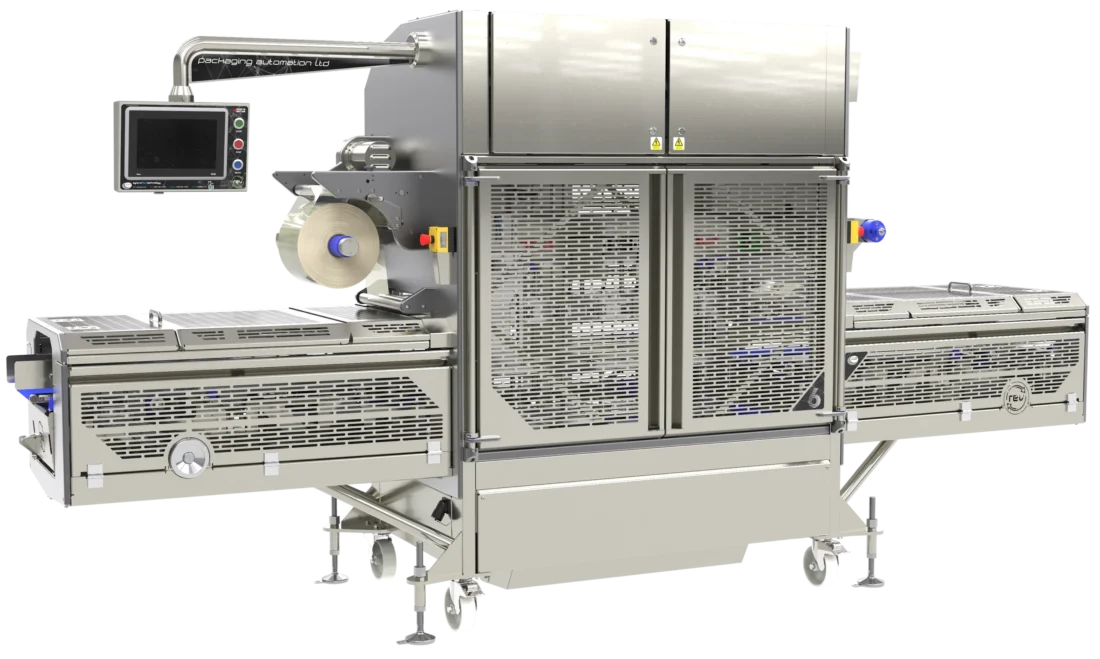 Packaging Automation REV6 topseal trayseal machine aanzicht linksvoor